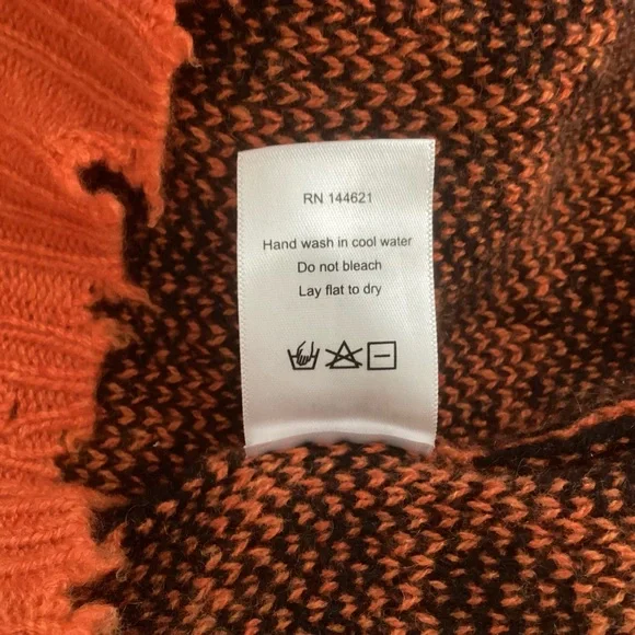 R13 Cashmere Sweater Orange Black Leopard Oversized Lg - Picture 12 of 12